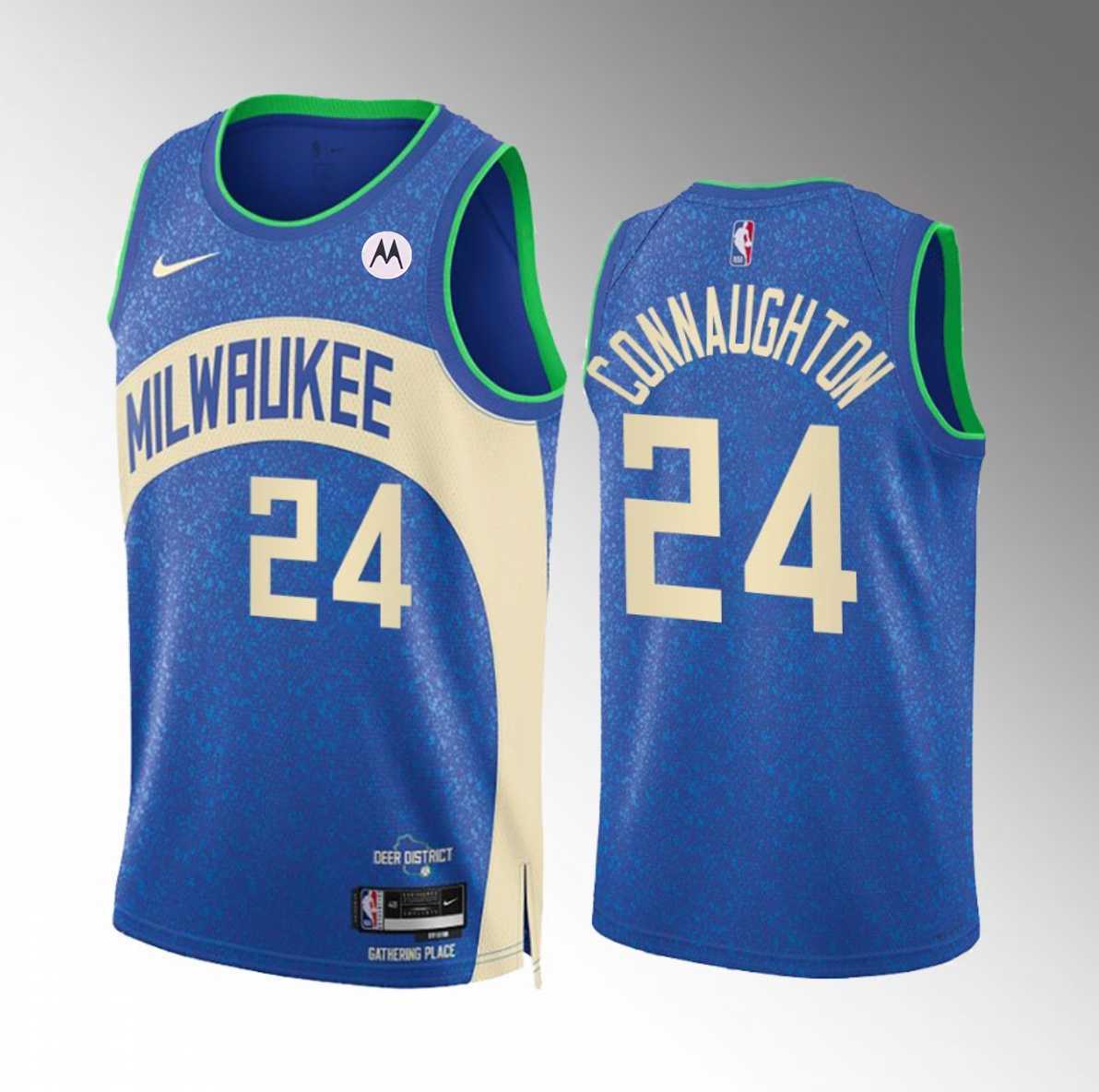 Men's Milwaukee Bucks #24 Pat Connaughton Blue 2023-24 City Edition Stitched Basketball Jersey Dzhi,We sell and wholesale Men's Milwaukee Bucks #24 Pat Connaughton Blue 2023-24 City Edition Stitched Basketball Jersey Dzhi on line form chian!